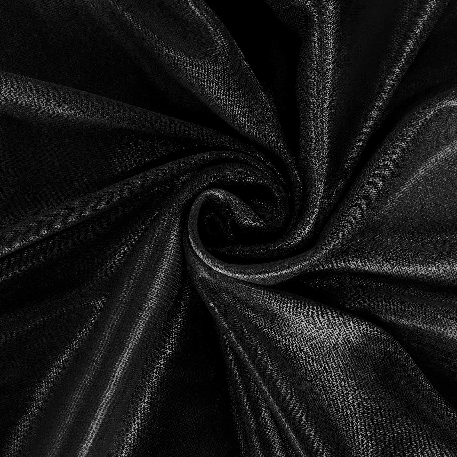 Satin 21ft Table Skirt Black - Pleated Double Drape Table Cover - NestOCart