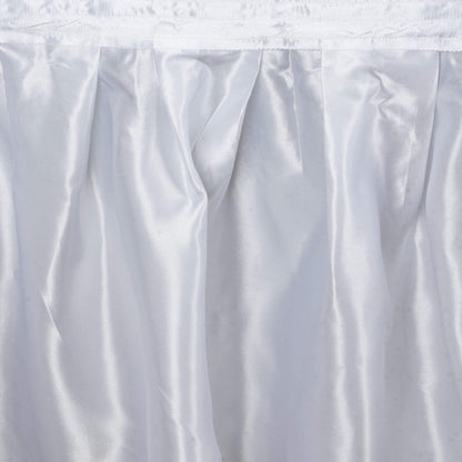 Satin 21ft Table Skirt White - Exquisite Pleated Wedding Table Decor - NestOCart