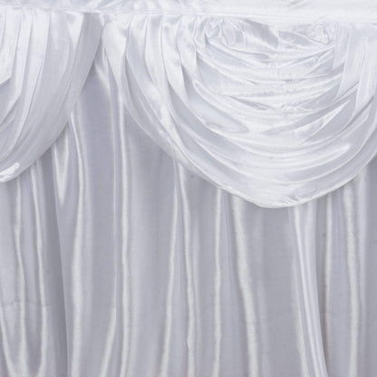 Satin 21ft Table Skirt White Pleated Double Drape Design - Soft & Graceful for Events - NestOCart