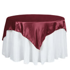 Satin 60"x60" Table Overlay Square Tablecloth Burgundy - Smooth Silky Touch Table Cover