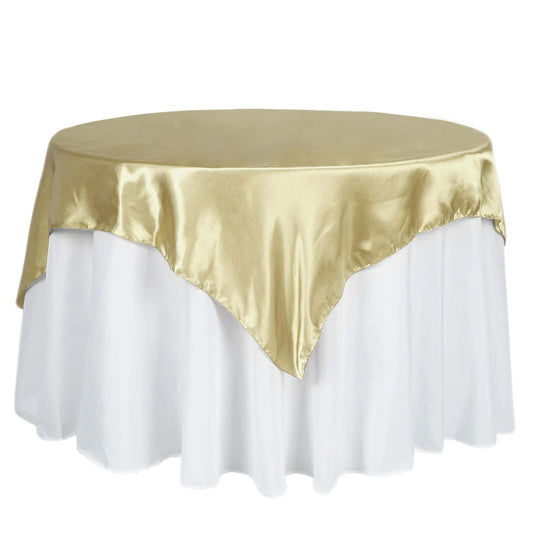 Satin 60"x60" Table Overlay Square Tablecloth Champagne - Smooth Silky Touch Table Cover - NestOCart