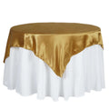 Satin 60"x60" Table Overlay Square Tablecloth Gold - Smooth Silky Touch Table Cover for Sophisticated Events