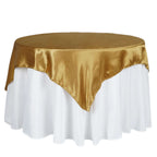 Satin 60"x60" Table Overlay Square Tablecloth Gold - Smooth Silky Touch Table Cover for Sophisticated Events