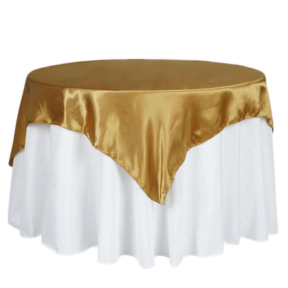 Satin 60"x60" Table Overlay Square Tablecloth Gold - Smooth Silky Touch Table Cover for Sophisticated Events - NestOCart
