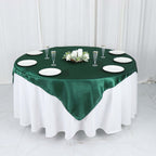 Satin 60"x60" Table Overlay Square Tablecloth Hunter Emerald Green - Smooth Silky Touch Table Cover - Bell Racket Store