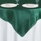 Satin 60"x60" Table Overlay Square Tablecloth Hunter Emerald Green - Smooth Silky Touch Table Cover - Bell Racket Store