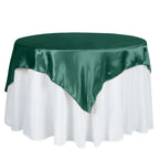 Satin 60"x60" Table Overlay Square Tablecloth Hunter Emerald Green - Smooth Silky Touch Table Cover - Bell Racket Store