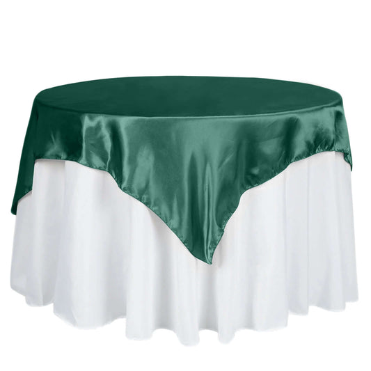 Satin 60"x60" Table Overlay Square Tablecloth Hunter Emerald Green - Smooth Silky Touch Table Cover - Bell Racket Store