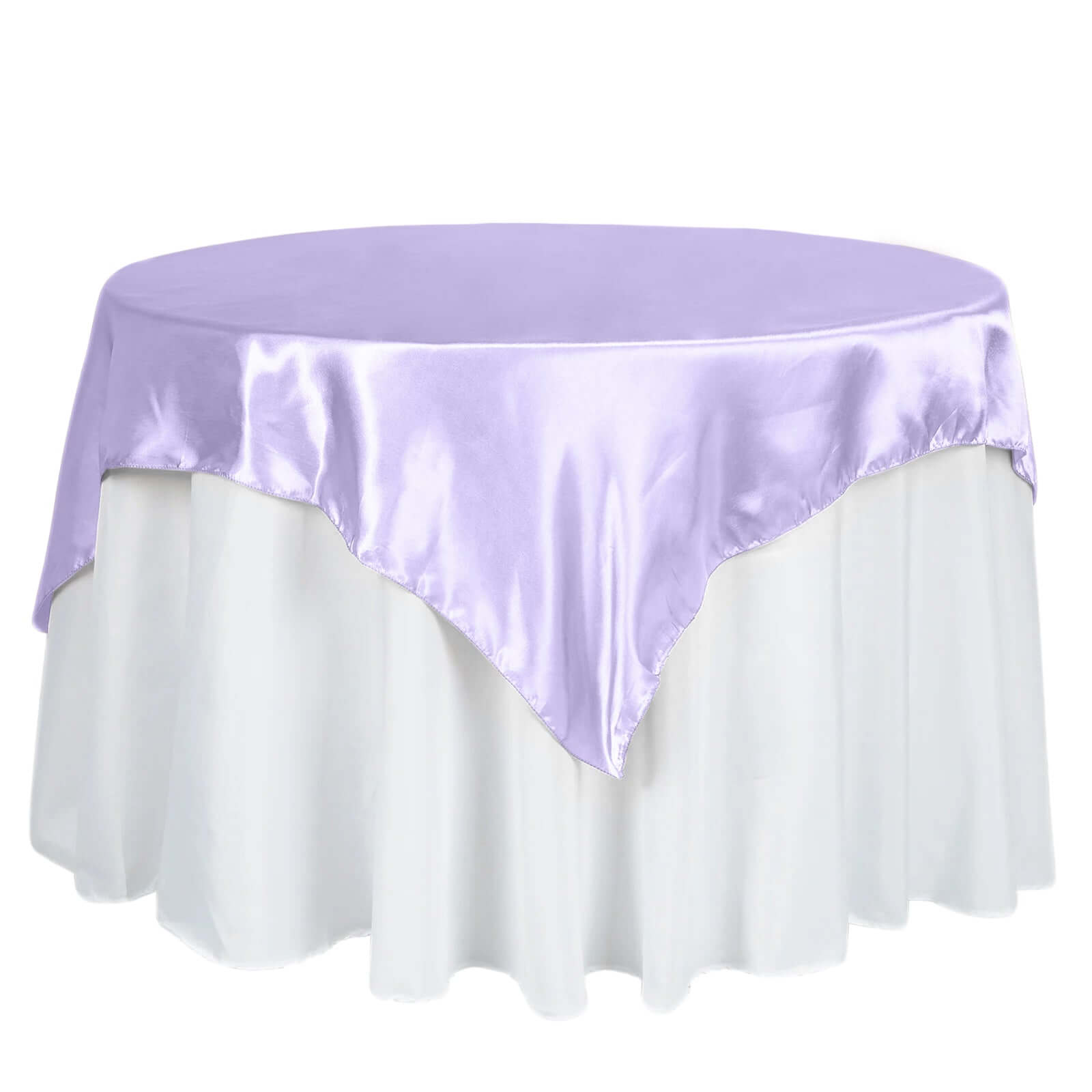 Satin 60"x60" Table Overlay Square Tablecloth Lavender Lilac - Smooth Silky Touch Table Cover - NestOCart