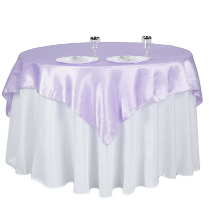 Satin 60"x60" Table Overlay Square Tablecloth Lavender Lilac - Smooth Silky Touch Table Cover - NestOCart