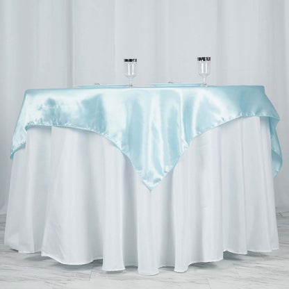 Satin 60"x60" Table Overlay Square Tablecloth Light Blue - Smooth Silky Touch Table Cover - NestOCart