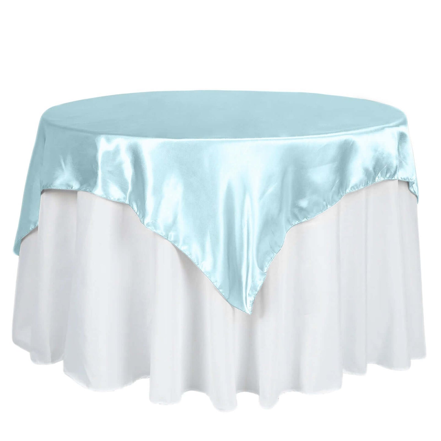 Satin 60"x60" Table Overlay Square Tablecloth Light Blue - Smooth Silky Touch Table Cover - NestOCart