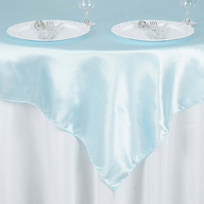 Satin 60"x60" Table Overlay Square Tablecloth Light Blue - Smooth Silky Touch Table Cover - NestOCart