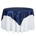 Satin 60"x60" Table Overlay Square Tablecloth Navy Blue - Smooth Silky Touch Table Cover