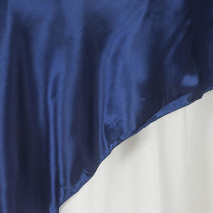Satin 60"x60" Table Overlay Square Tablecloth Navy Blue - Smooth Silky Touch Table Cover - NestOCart