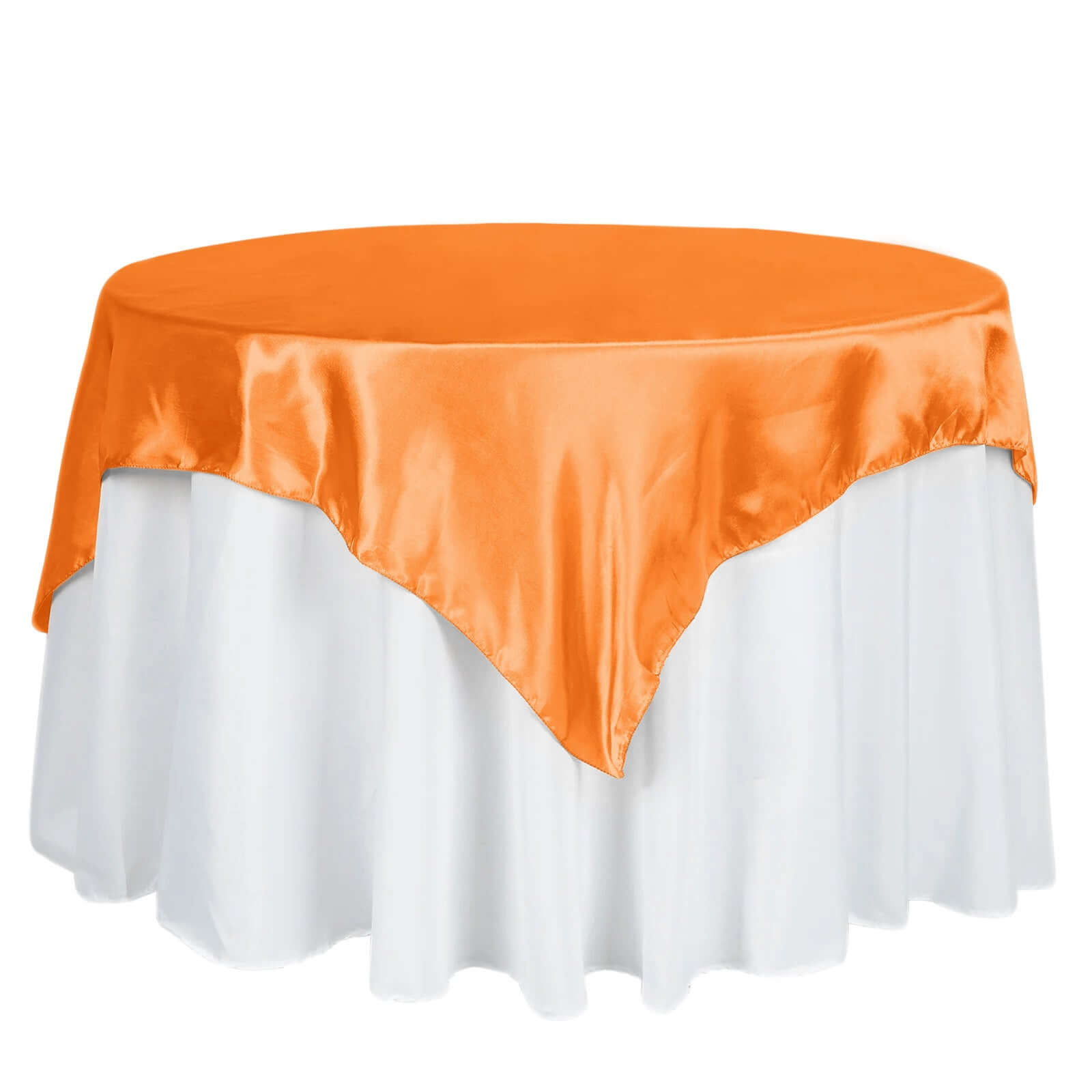Satin 60"x60" Table Overlay Square Tablecloth Orange - Smooth Silky Touch Table Cover
