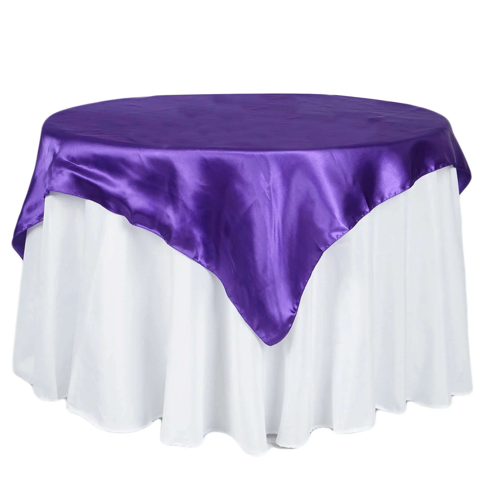 Satin 60"x60" Table Overlay Square Tablecloth Purple - Smooth Silky Touch Table Cover - NestOCart
