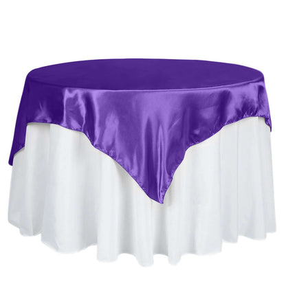 Satin 60"x60" Table Overlay Square Tablecloth Purple - Smooth Silky Touch Table Cover - NestOCart