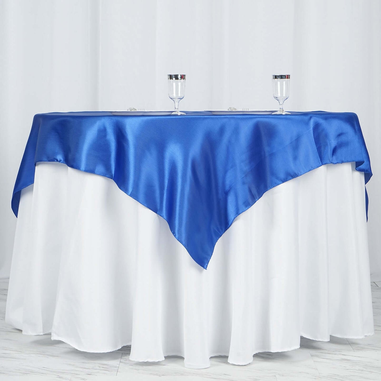 Satin 60"x60" Table Overlay Square Tablecloth Royal Blue - Smooth Silky Touch Table Cover - NestOCart