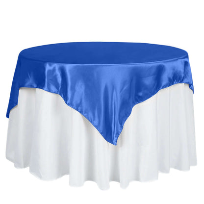 Satin 60"x60" Table Overlay Square Tablecloth Royal Blue - Smooth Silky Touch Table Cover - NestOCart