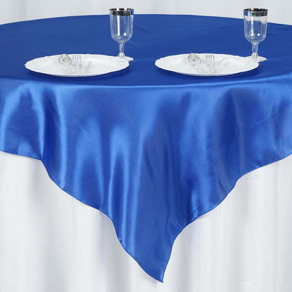 Satin 60"x60" Table Overlay Square Tablecloth Royal Blue - Smooth Silky Touch Table Cover - NestOCart