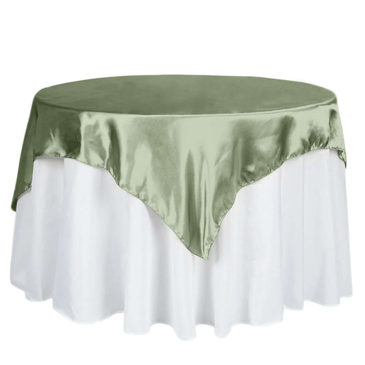 Satin 60"x60" Table Overlay Square Tablecloth Sage Green - Smooth Silky Touch Table Cover