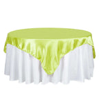 Satin 72"x72" Table Overlay Square Tablecloth Apple Green - Smooth Finish Table Cover