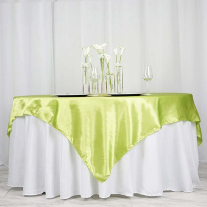 Satin 72"x72" Table Overlay Square Tablecloth Apple Green - Smooth Finish Table Cover - NestOCart