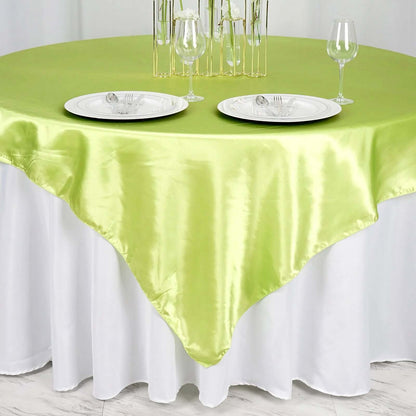 Satin 72"x72" Table Overlay Square Tablecloth Apple Green - Smooth Finish Table Cover - NestOCart
