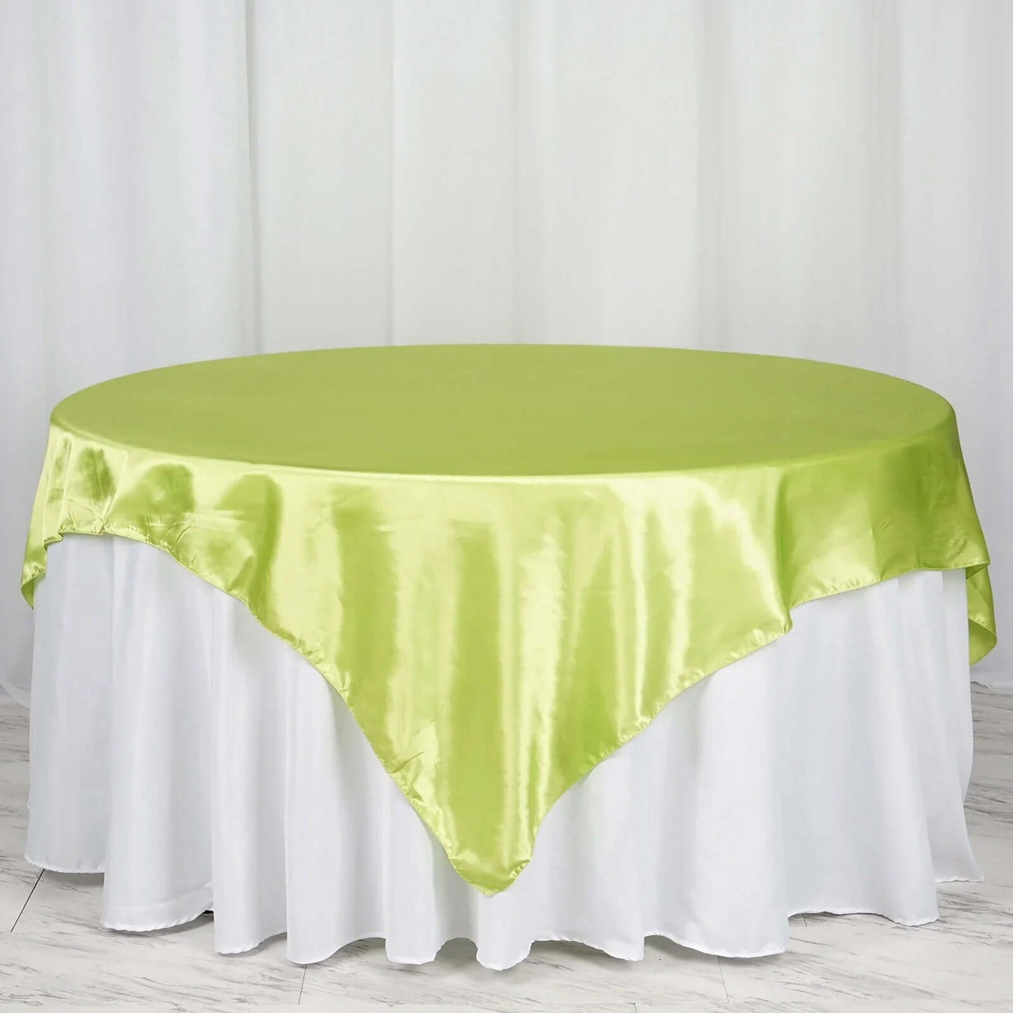 Satin 72"x72" Table Overlay Square Tablecloth Apple Green - Smooth Finish Table Cover - NestOCart