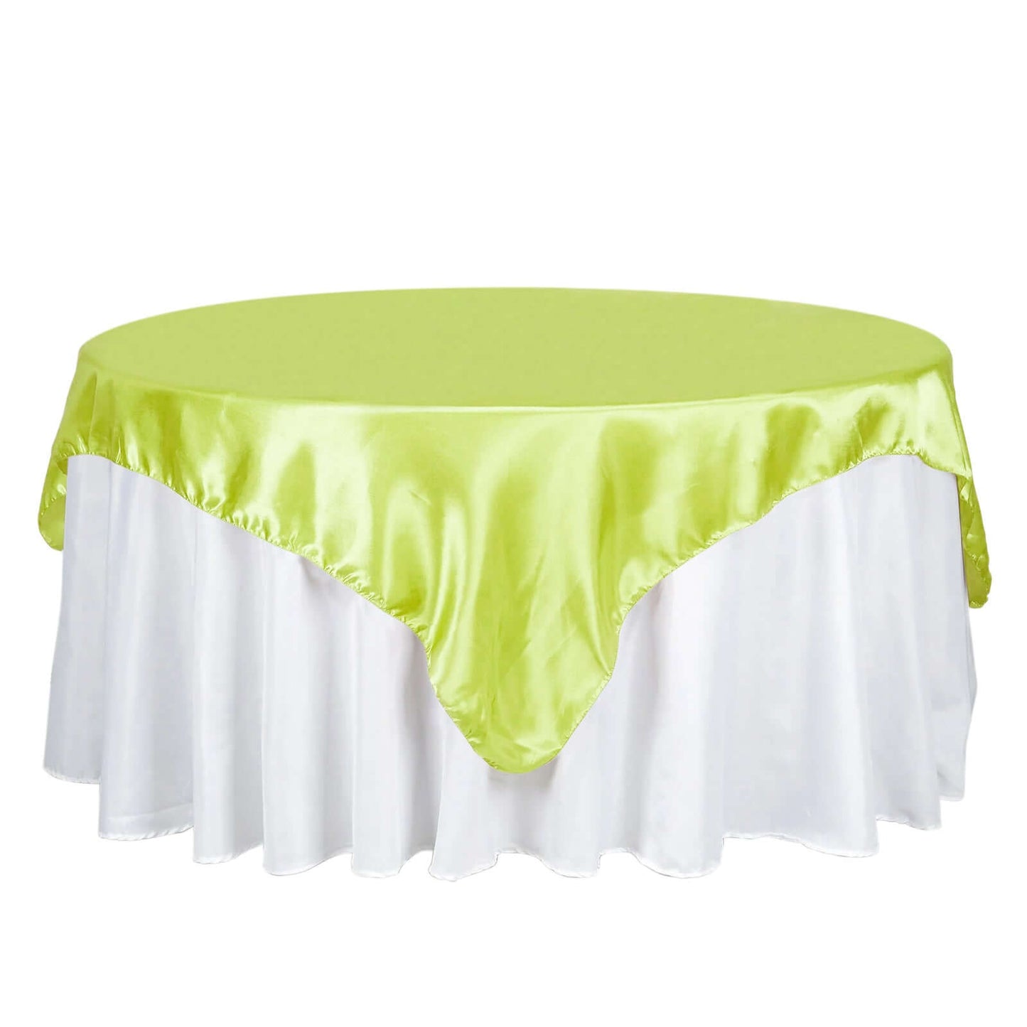 Satin 72"x72" Table Overlay Square Tablecloth Apple Green - Smooth Finish Table Cover - NestOCart