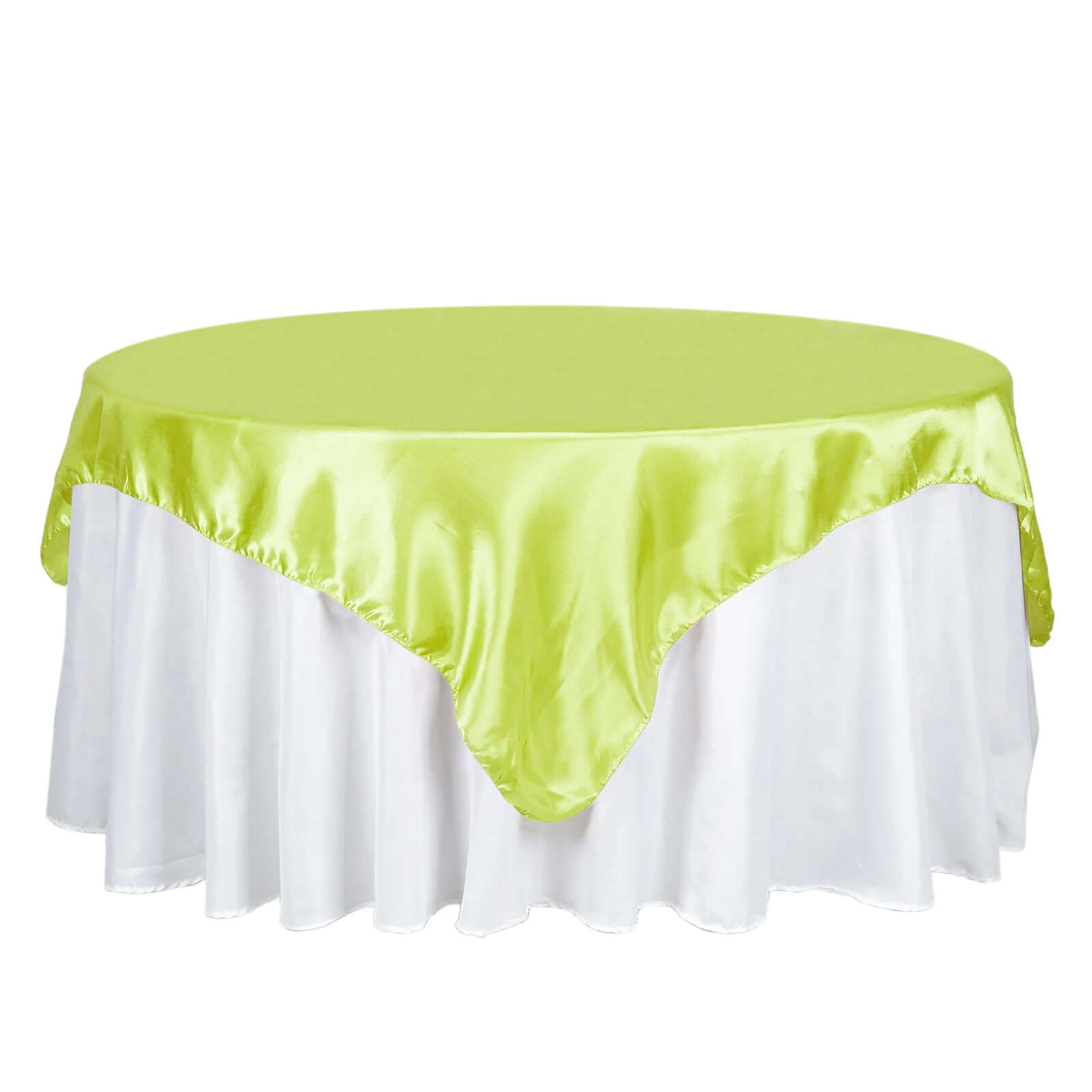Satin 72"x72" Table Overlay Square Tablecloth Apple Green - Smooth Finish Table Cover - NestOCart