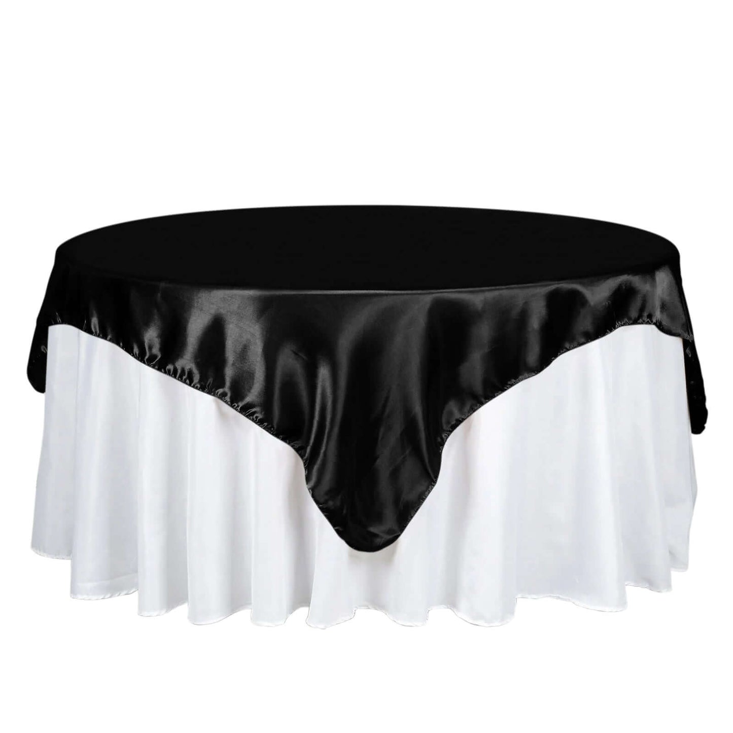 Satin 72"x72" Table Overlay Square Tablecloth Black - Smooth Finish for Luxurious Events - NestOCart