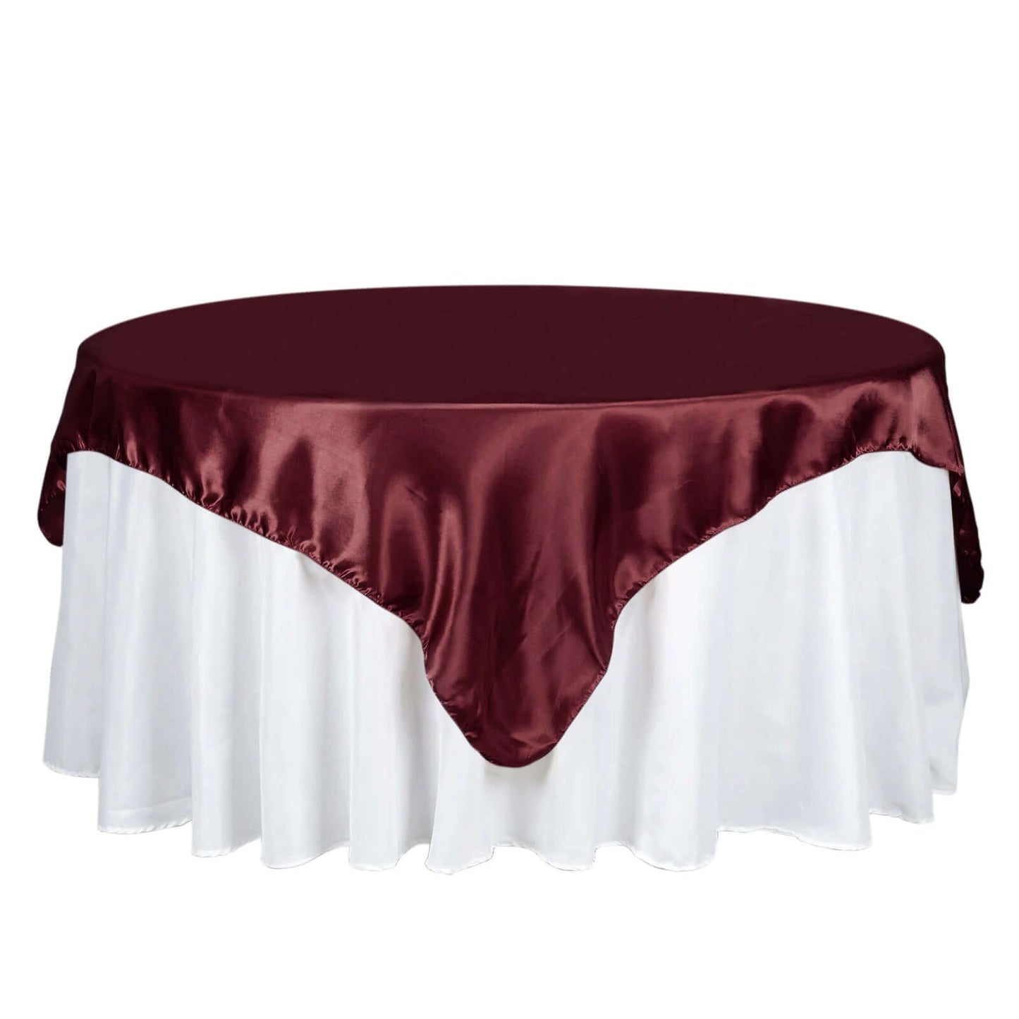 Satin 72"x72" Table Overlay Square Tablecloth Burgundy - Smooth Finish Table Cover - NestOCart