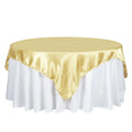 Satin 72"x72" Table Overlay Square Tablecloth Champagne - Smooth Finish Table Cover