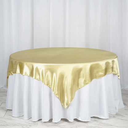 Satin 72"x72" Table Overlay Square Tablecloth Champagne - Smooth Finish Table Cover - NestOCart