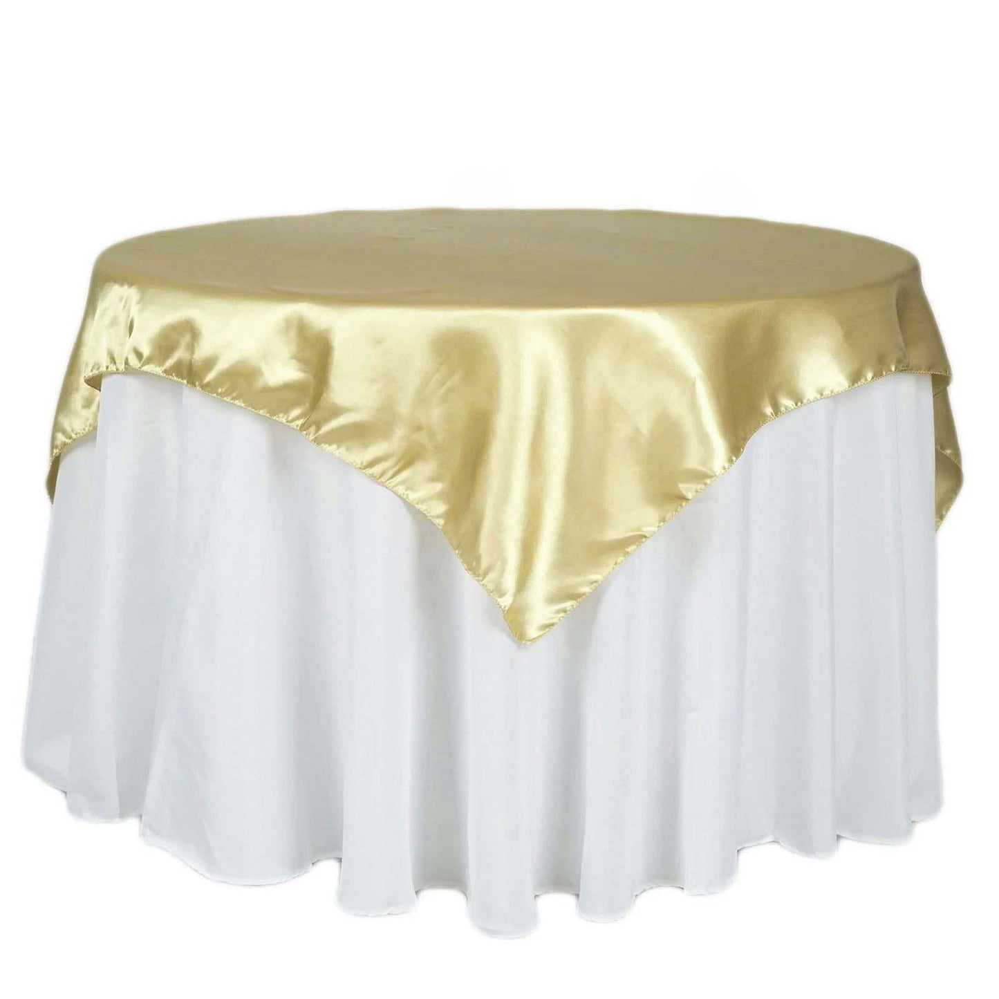Satin 72"x72" Table Overlay Square Tablecloth Champagne - Smooth Finish Table Cover - NestOCart