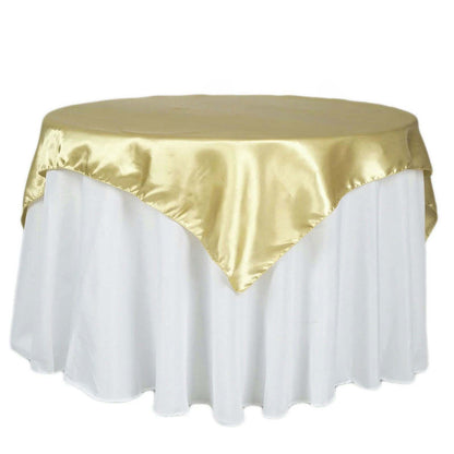Satin 72"x72" Table Overlay Square Tablecloth Champagne - Smooth Finish Table Cover - NestOCart