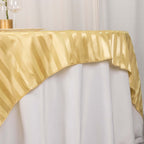 Satin 72"x72" Table Overlay Square Tablecloth Champagne - Stripe Table Topper - Bell Racket Store