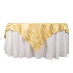 Satin 72"x72" Table Overlay Square Tablecloth Champagne - Stripe Table Topper - Bell Racket Store