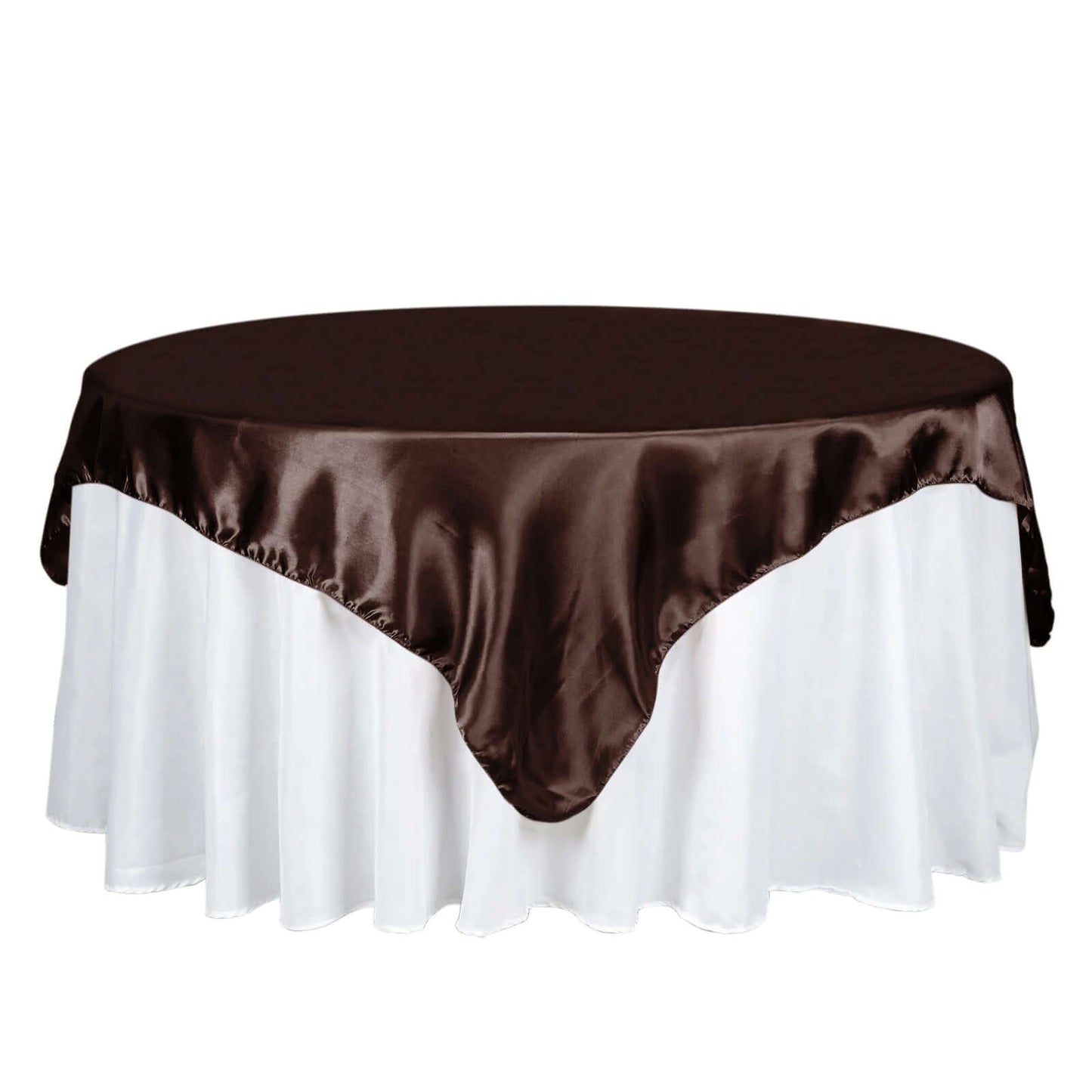 Satin 72"x72" Table Overlay Square Tablecloth Chocolate - Smooth Finish Table Cover - NestOCart