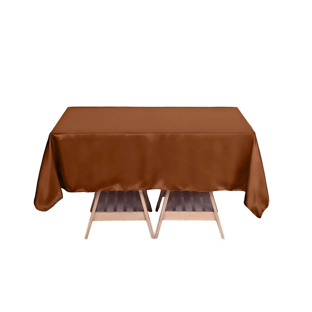 Satin 72"x72" Table Overlay Square Tablecloth Cinnamon Brown - Smooth Finish Table Cover - Bell Racket Store