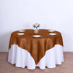 Satin 72"x72" Table Overlay Square Tablecloth Cinnamon Brown - Smooth Finish Table Cover - Bell Racket Store
