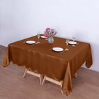 Satin 72"x72" Table Overlay Square Tablecloth Cinnamon Brown - Smooth Finish Table Cover - Bell Racket Store