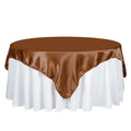 Satin 72"x72" Table Overlay Square Tablecloth Cinnamon Brown - Smooth Finish Table Cover - Bell Racket Store