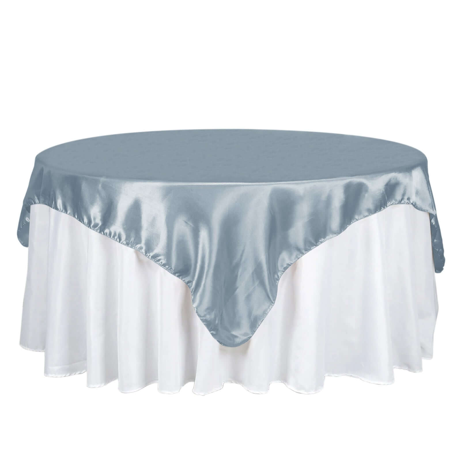 Satin 72"x72" Table Overlay Square Tablecloth Dusty Blue - Smooth Finish Table Cover