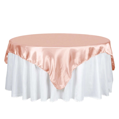 Satin 72"x72" Table Overlay Square Tablecloth Dusty Rose - Smooth Finish Table Cover - NestOCart