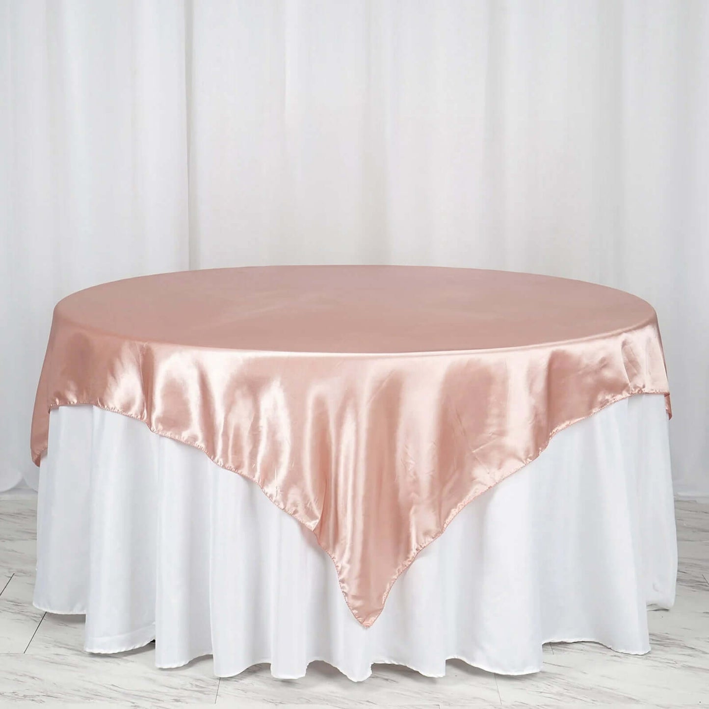 Satin 72"x72" Table Overlay Square Tablecloth Dusty Rose - Smooth Finish Table Cover - NestOCart