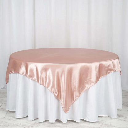 Satin 72"x72" Table Overlay Square Tablecloth Dusty Rose - Smooth Finish Table Cover - NestOCart