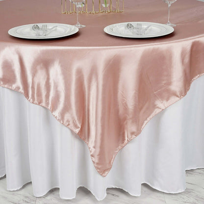 Satin 72"x72" Table Overlay Square Tablecloth Dusty Rose - Smooth Finish Table Cover - NestOCart